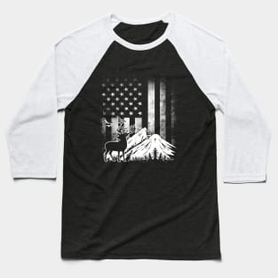 American Flag Deer Hunting Baseball T-Shirt